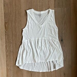 LOFT Vintage Soft White Sleeveless Women's Top Peplum V Neck Small